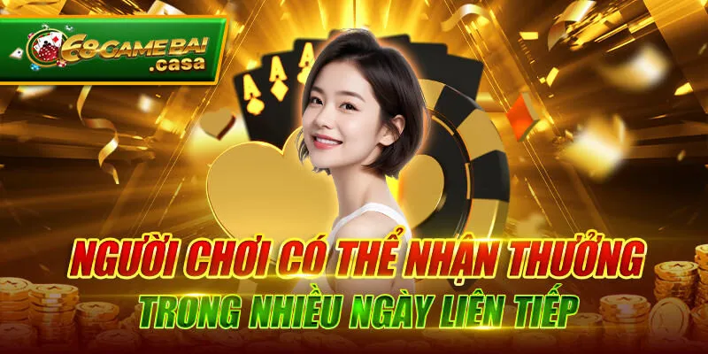 Gói thưởng hội viên mới 68gamebai - Nhận thấp nhất từ 88K 1 Người chơi có thể nhận thưởng trong nhiều ngày liên tiếp